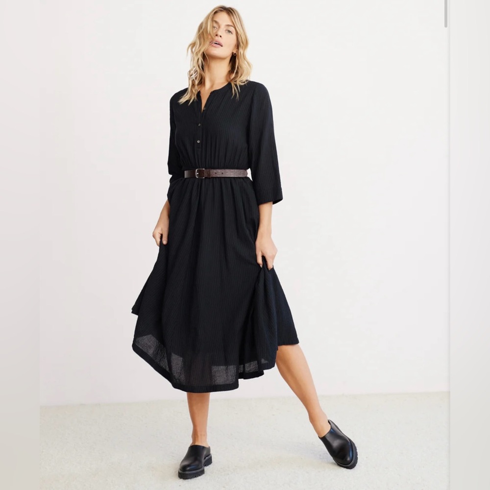 NWT JENNI KAYNE Seersucker Shirt Dress Black orig $325